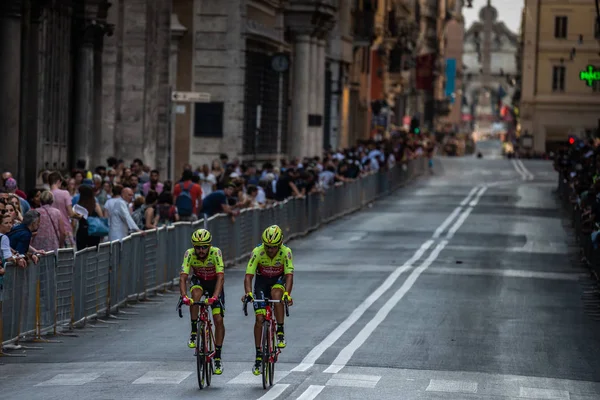 Roma Italie Mai 2018 Groupe Cyclistes Professionnels Dans Les Rues — Photo