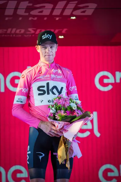 Roma Italia Mayo 2018 Chris Froome Camiseta Rosa Celebra Victoria — Foto de Stock