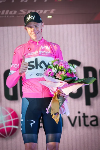 Roma Italia Mayo 2018 Chris Froome Camiseta Rosa Celebra Victoria — Foto de Stock