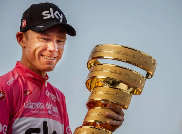 Roma Italia Mayo 2018 Chris Froome Camiseta Rosa Celebra Victoria — Foto de Stock