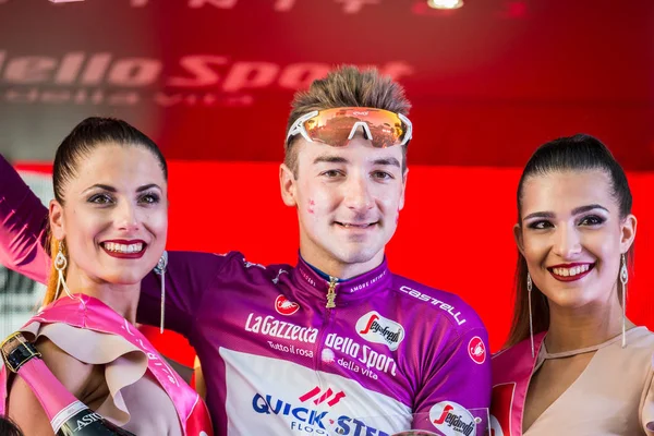 Roma Italia Mayo 2018 Elia Viviani Quickstep Team Celebra Victoria — Foto de Stock