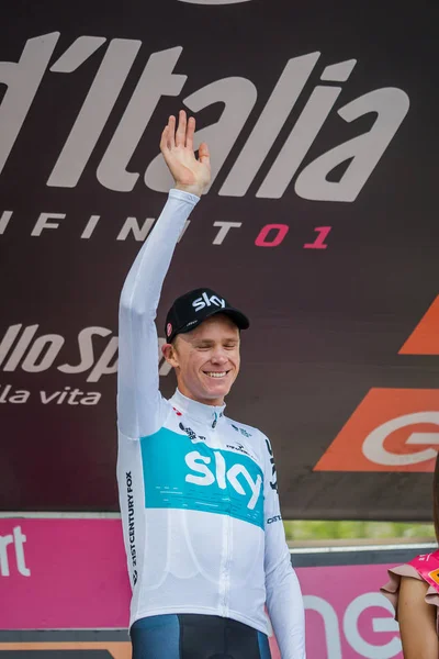 Bardonecchia Italia Mayo 2018 Chris Froome Sky Team Celebra Podio — Foto de Stock