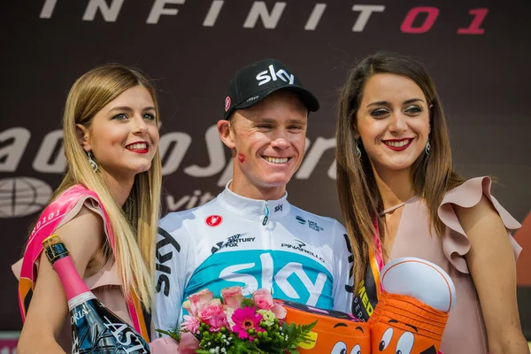 Bardonecchia Italia Mayo 2018 Chris Froome Sky Team Celebra Podio — Foto de Stock