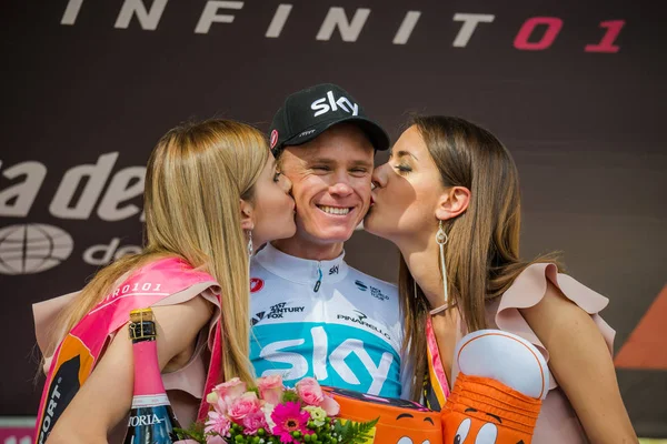 Bardonecchia Italia Mayo 2018 Chris Froome Sky Team Celebra Podio — Foto de Stock