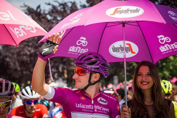 Abbiategrasso Italien Mai 2018 Das Violette Trikot Elia Viviani Erster — Stockfoto