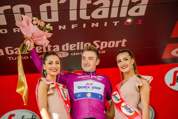 Prato Nevoso Italia Mayo 2018 Elia Viviani Quickstep Team Jersey — Foto de Stock