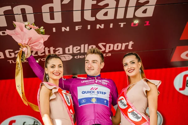 Prato Nevoso Italia Mayo 2018 Elia Viviani Quickstep Team Jersey — Foto de Stock