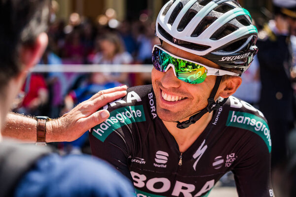 Abbiategrasso, Italy May 24, 2018: Professional Cyclist mets the fans before a hard mountain stage of the Tour of Italy 2018.