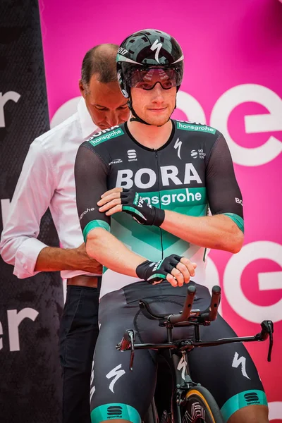 Trento Itália Maio 2018 Ciclista Profissional Bora Hansgrohe Team Pronto — Fotografia de Stock