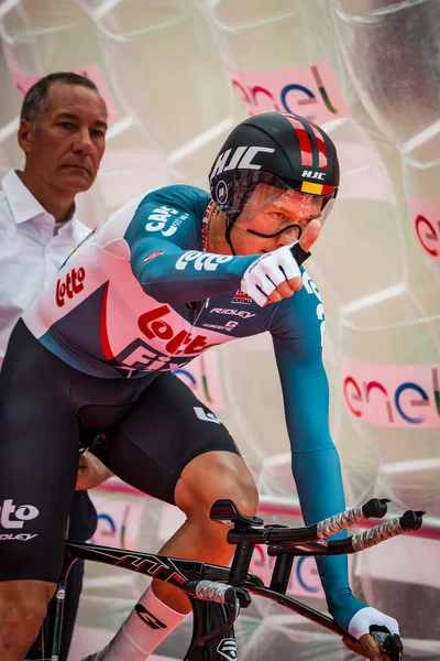 Trento Italien Maj 2018 Professionell Cyklist Lotto Team Redo Att — Stockfoto
