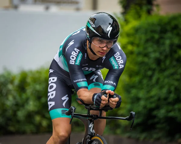 Trento Itália Maio 2018 Ciclista Profissional Bora Hansgrohe Team Durante — Fotografia de Stock