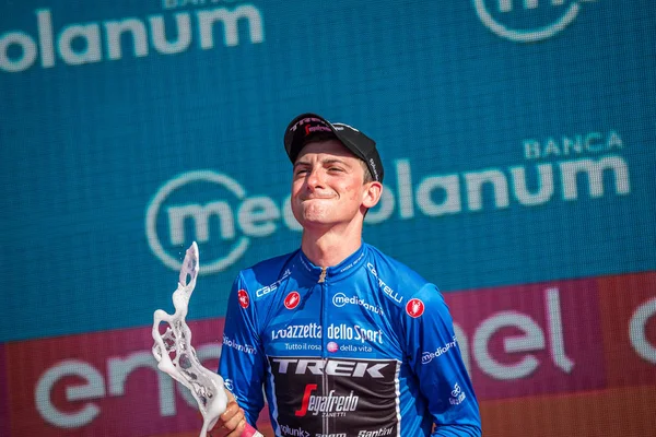 Verona Itália Junho 2019 Giulio Ciccone Equipe Trek Camisa Azul — Fotografia de Stock