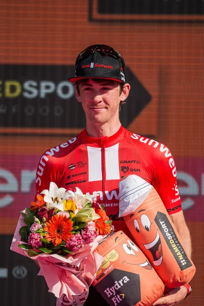 Verona, İtalya 2 Haziran 2019: Chad Haga, Sunweb Team, Verona Arena'da 21 günlük zorlu rekabetin ardından İtalya Turu'nun son etabının zaferini kutluyor.