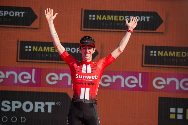 Verona, İtalya 2 Haziran 2019: Chad Haga, Sunweb Team, Verona Arena'da 21 günlük zorlu rekabetin ardından İtalya Turu'nun son etabının zaferini kutluyor.