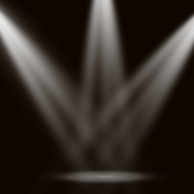 Vektör ışığı kaynakları, konser ışıkları, sahne ışıkları. Kirişli spot ışıkları, web tasarımı ve yayıncılığı için projektörler