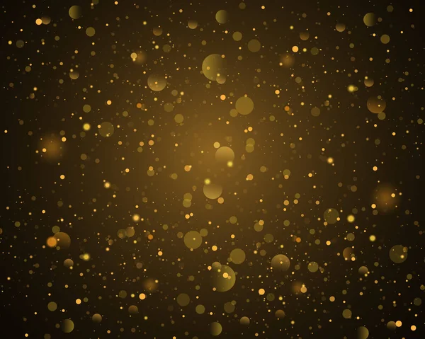 Festliche Goldene Leuchtenden Hintergrund Mit Bunten Lichtern Bokeh Weihnachtskonzept Abstrakte — Stockvektor