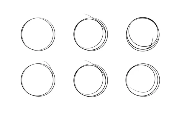 Нарисованные Круги Ручной Рисунок Кольца Изолированный Векторный Набор Векторная Иллюстрация — стоковый вектор