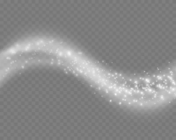 在黑色背景上孤立的发光波 闪闪发亮的旧尘迹 抽象动议 神奇的线条中子效应矢量背景 — 图库矢量图片