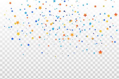 Yıldız vektörü. Renkli Yıldız Konfeti Beyaz Arkaplanda İzole Edildi