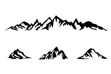Beyaz üzerine izole edilmiş vektör dağları simgeleri