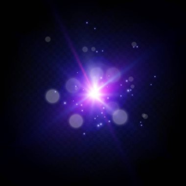 Bir şimşek çakmasının soyut görüntüsü. Siyah bir arkaplanda ışıklar.