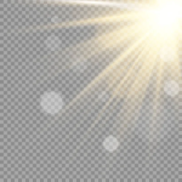 Vektör Şeffaf Güneş Işığı Özel Lens Flaş Efekti Güneş Merceği — Stok Vektör
