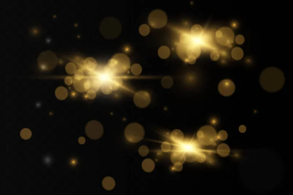 Brillo Bokeh Dark Abstract Gold Sobre Fondo Negro — Vector de stock