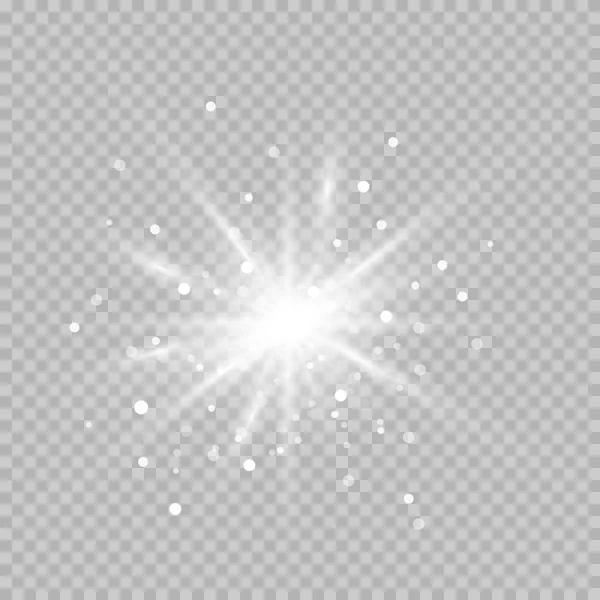 Estrella Brillante Las Partículas Sol Chispas Con Efecto Luz Luces — Vector de stock