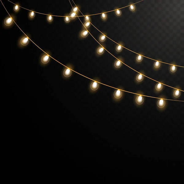 Lampki Choinkowe Izolowane Przezroczystym Tle Dla Kart Banerów Plakatów Projektowania — Wektor stockowy