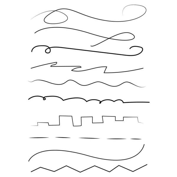 Χειροποίητο Σετ Κολεξιόν Underline Strokes Marker Brush Doodle Style — Διανυσματικό Αρχείο