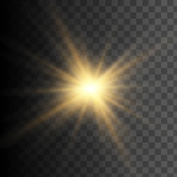 Efecto Luz Brillante Estrella Reventó Con Destellos Luz Del Sol — Archivo Imágenes Vectoriales