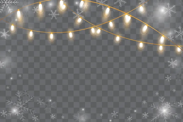 Kerstverlichting Geïsoleerd Transparante Achtergrond Voor Kaarten Banners Posters Webdesign Set — Stockvector