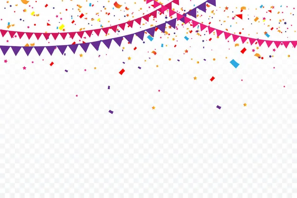 Birthday Party Invitation Banners Set Flag Garlands Vector Illustration — Stock Vector