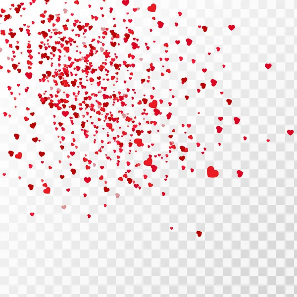 Confetti Corazón Los Pétalos San Valentín Cayendo Sobre Fondo Transparente — Vector de stock