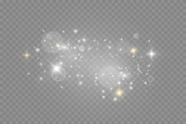 Пыльные Искры Золотые Звезды Сияют Особым Светом Вектор Сверкает Прозрачном — стоковый вектор