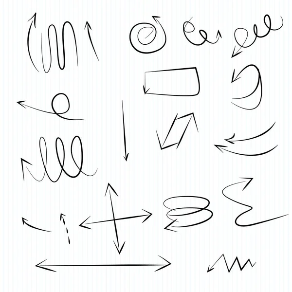 数字矢量箭和设计元素 手工绘制的一组图标 箭头的卡通风格 信息图表的要素 — 图库矢量图片