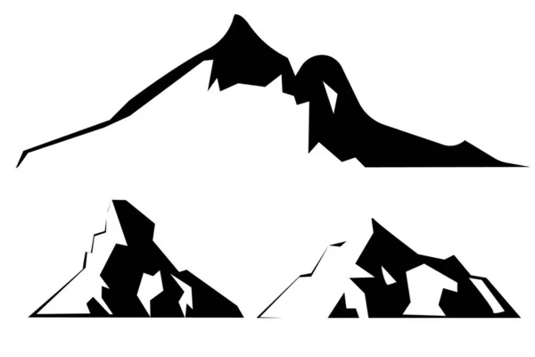 Siluetas Montañosas Sobre Fondo Blanco Conjunto Vectorial Elementos Diseño Exterior — Archivo Imágenes Vectoriales