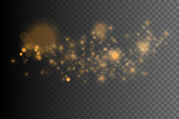 Die Staubfunken Und Goldenen Sterne Leuchten Mit Besonderem Licht Vektor — Stockvektor