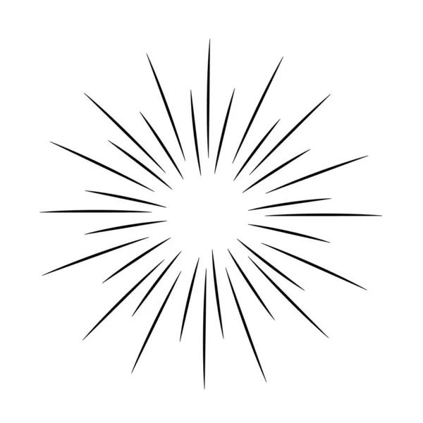 Винтажные Солнечные Лучи Нарисованные Вручную Линейный Рисунок — стоковый вектор
