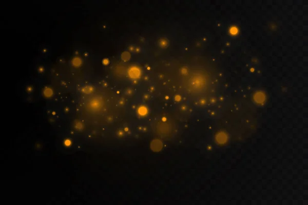 Die Staubfunken Und Goldenen Sterne Leuchten Mit Besonderem Licht Vektor — Stockvektor