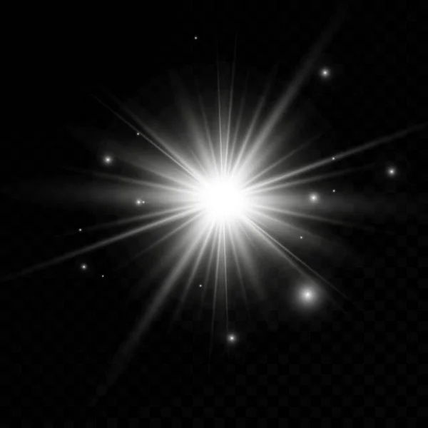 Leuchtende Effekte Von Licht Blitz Explosion Und Sternen Spezialeffekt Isoliert — Stockvektor