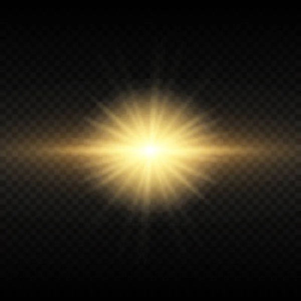 Set Flitsen Lampen Vonken Een Transparante Achtergrond Heldere Gouden Flitsen — Stockvector