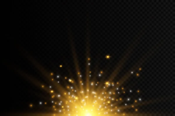 Conjunto Destellos Luces Chispas Sobre Fondo Transparente Brillantes Destellos Destellos — Vector de stock