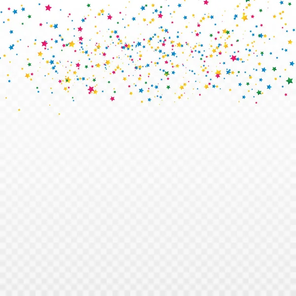 Confettis Étoiles Colorées Sur Fond Transparent Célébration Fête Illustration Vectorielle — Image vectorielle