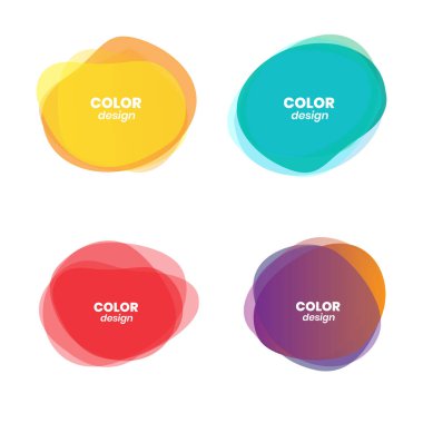 Yuvarlak renkli vektör şekilleri kümesi. Soyut vektör pankartları. Tasarım ögeleri.