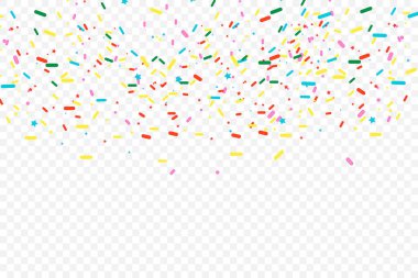 Pırıl pırıl. Beyaz çikolata kaplamalı tatlı konfeti. Çörek, çörek, tatlı, şeker, fırın geçmişi. Tatil tasarımları için vektör illüstrasyonu, parti, doğum günü, düğün davetiyesi.