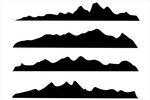 Βουνά Σιλουέτες Στο Λευκό Φόντο Ευρείες Ημι Λεπτομερείς Πανοραμικές Σιλουέτες — Διανυσματικό Αρχείο
