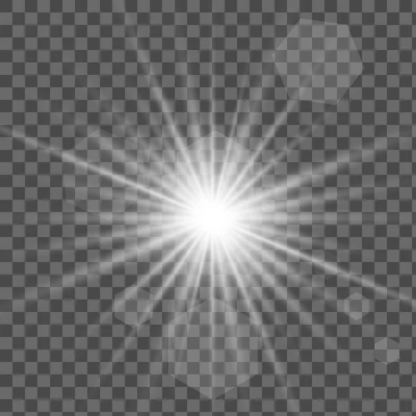 Χρυσό Φως Λάμψη Αστέρια Εκρήγνυται Λάμψη Απομονώνονται Διαφανές Φόντο — Διανυσματικό Αρχείο