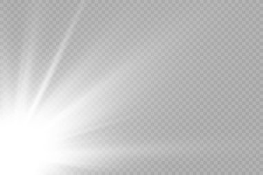 Şeffaf güneş ışığı vektörü. Özel lens ışık efekti..