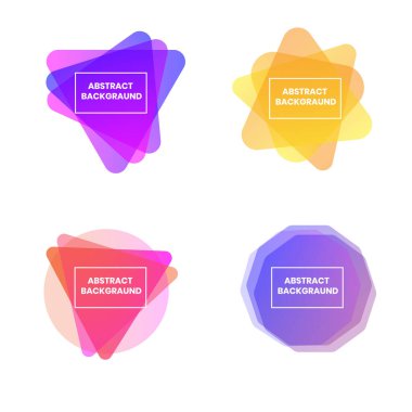 Soyut modern grafik öğeleri kümesi. Dinamik formlar ve satır renkli. Akan sıvı şekillerle degrade soyut afiş. Bir logo, afiş veya sununun tasarım şablonu. Vektör